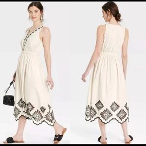 NWOT Women's Eyelet Maxi Sundress - Universal Thread Cream S